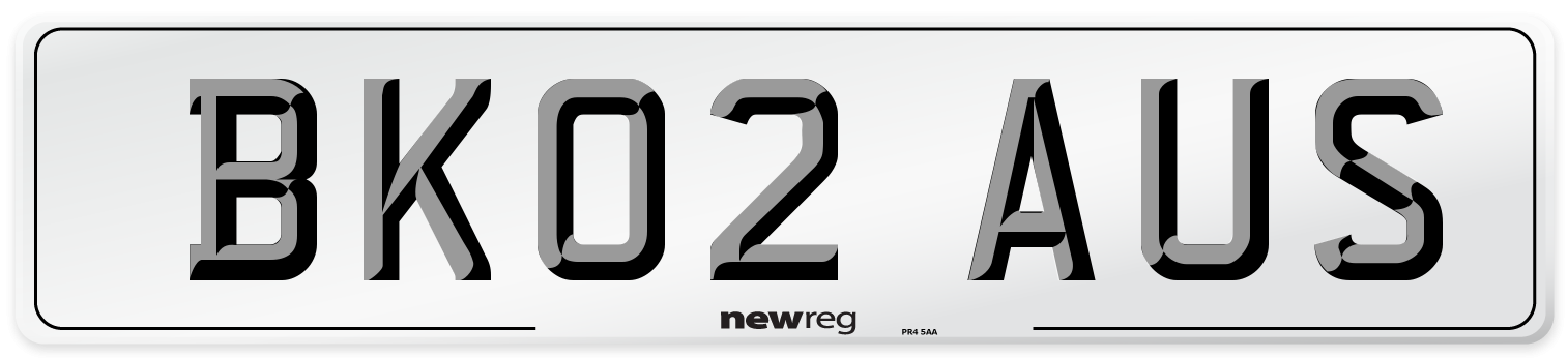 BK02 AUS Number Plate from New Reg